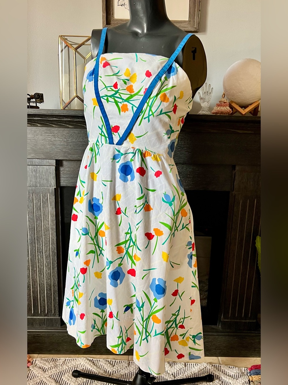 Vintage 70s Jenni Colorful Floral Sundress with Pockets